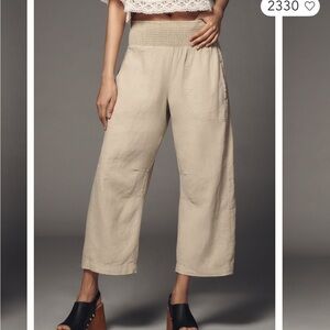 REESE SMOCKED PULL-ON BARREL PANTS. Pilcro LINEN EDITION   NWT. XS